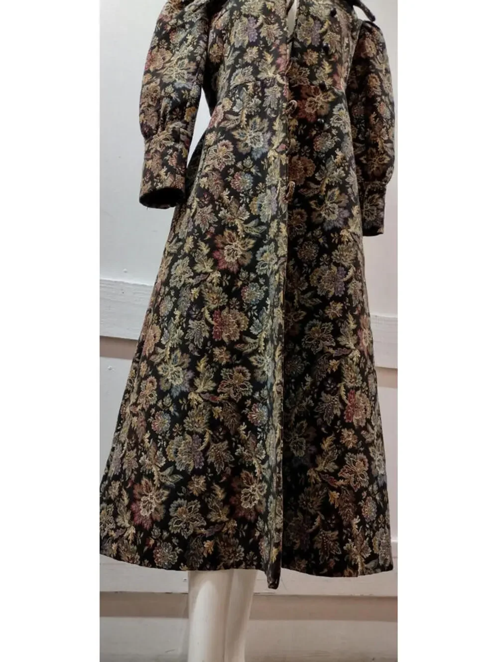 Vintage Tapestry Boho Coat Wide Collar Victorian Chic Lavender Burgundy S/ Med - Picture 14 of 16